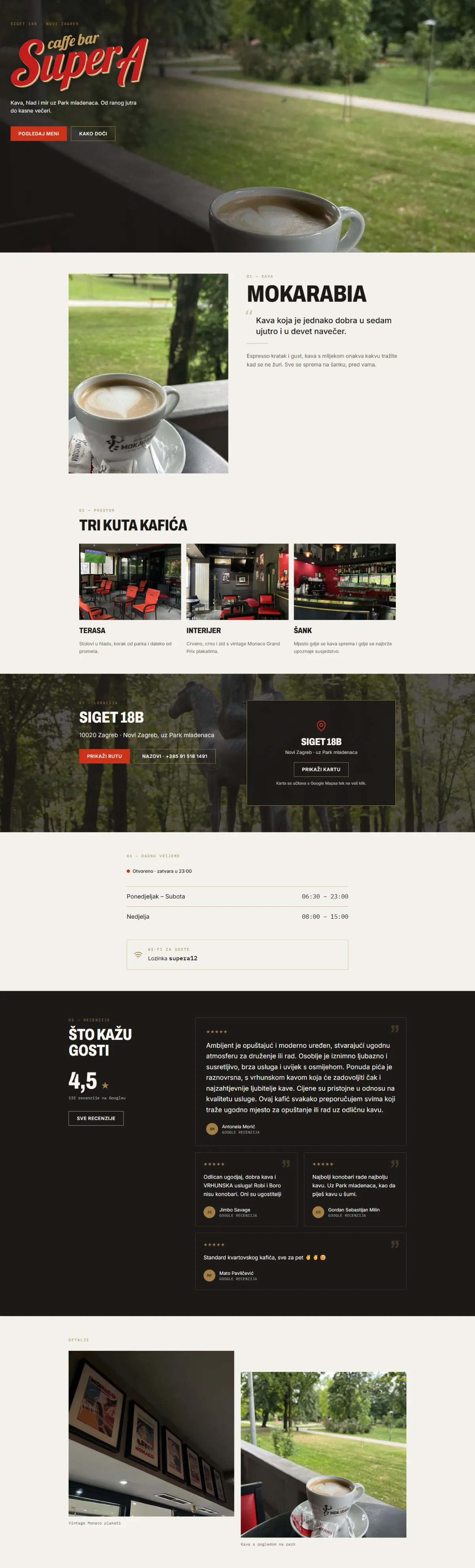 Super A Caffe Bar, web stranica